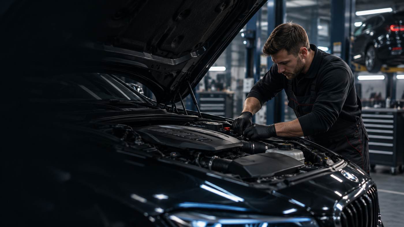 Vehicle servicing in a modern automotive workshop